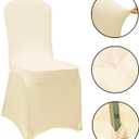 WELMATCH Champagne Spandex Chair Covers - 50 PCS Banquet Wedding Events Party Universal Decoration Stretch Elastic Chair Covers Good (Champagne, 50)