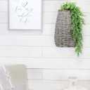AuldHome Design Wall Hanging Pocket Basket; Woven Wicker Rustic Farmhouse Gray Washed Long Basket; 17 x 9 x 5 Inches