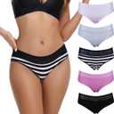LYYTHAVON Womens Underwear Cotton Panties Lace Soft Hipster Panty Ladies Stretch Full Briefs 5 Pack (Medium)