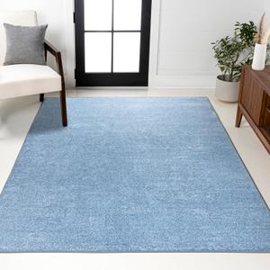 JONATHAN Y Haze Solid Low-Pile Classic Blue Indoor Area Rug 3x5, Coastal,Bohemian,Minimalist,Classic, Easy-Cleaning for Living Room,Bedroom,Kitchen,Pet Friendly,Non-Shedding (SEU100F-3), 2'11" x 5'
