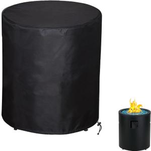 SheeChung Fire Pit Round Cover 24" D X 27" H,Heavy Duty 600D Waterproof & Weather Resistant Outdoor Cover,Fits 20-24 inch Column Propane Gas Firepit Bowl