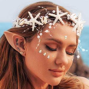 CASDRE Seashell Headband Hair Accessories Starfish Mermaid Headpiece for Women (1 Count (Pack of 1), White,Brown)
