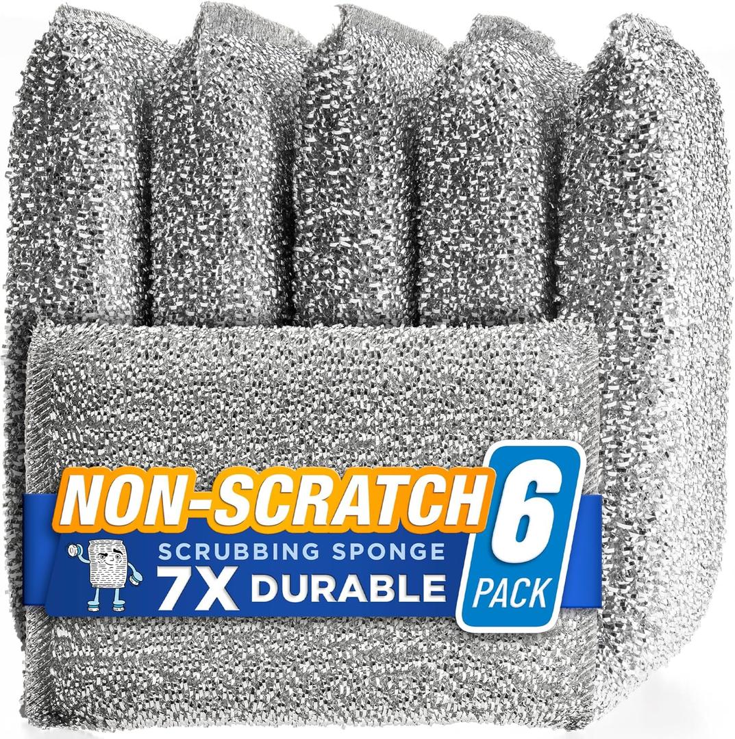 Kitchen Scrubbing Sponges - Heavy Duty Non-Scratch Scrubbing Cleaner Sponges in 1 Color - Multi-Surface Non-Metal Dish Scouring Scrubbers for Fast Cleaning. (6 Pack) Kitchen Scrubbing Sponges - Heavy Duty Non-Scratch Scrubbing Cleaner Sponges in 1 Color - Multi-Surface Non-Metal Dish Scouring Scrubbers for Fast Cleaning. (6 Pack)