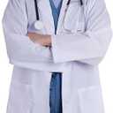 Scientist Doctor Costume Lab Coat Women Men Halloween White Long Flat Sleeve Lab Coats Accessories with Stethoscope (White)