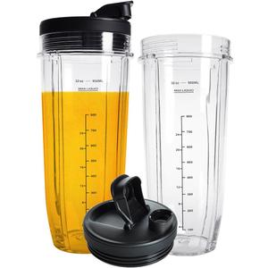 Blender Cups Replacement Parts for Ninja, 32oz Cups with Sip & Seal Lids,Compatible with Ninja Auto IQ Blender BL450 BL480 BL642 BL680 BN801 SS101 SS151