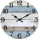 JoFomp 6 Inch Wooden Wall Clocks Battery Operated, Silent Wall Clock Non Ticking, Coastal Country Design Rustic Wall Clocks for Living Room Decor, Small Wall Clock for Bedroom Kitchen Bathroom