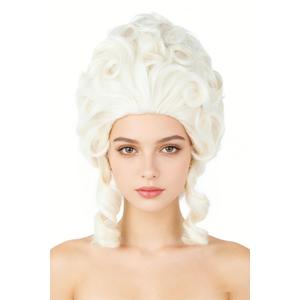 Colonial Wigs for Women Platinum Blonde Victorian Court Vintage Wig Baroque Fluffy Beehive Wigs Halloween Costume Party Dress Wig (Gold)