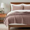 EVERGRACEHOME 100% Cotton Box Stitch Quilt Bedding Set Queen Size 3 Pieces, Garment-Washed Lightweight Soft Cozy Coverlet, Quilted Bedspread Sets with 2 Shams for All Season, Clay | Box Stitch Design, 100% Cotton, Soft, Oversized, Pre Washed, Oeko-Tex Certified