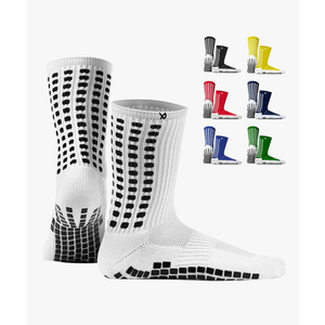 Lux Dual Grip Socks - Soccer Grip Socks for Men and Women. GripArray Performance & Comfort White