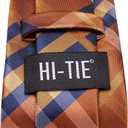 Hi-Tie Men Silk Ties Set with Flower Lapel Pin Necktie Pocket Square Cufflinks for Tuxedo Wedding Business