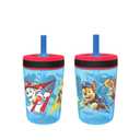 Zak Designs Kelso Tumbler 15 oz Set (Paw Patrol - Chase & Marshall 2pc Set) Toddlers Cups Leak-Proof Screw-On Lid with Straw Made of Durable Plastic and Silicone, Perfect Cup for Kids