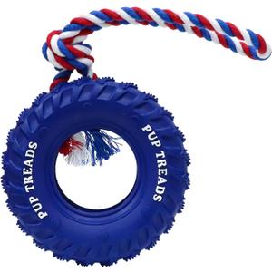 Deeow Dog Tire Toy 6 inch - Treat Dispensing Chew Toy for Aggressive Chewers, Natural Rubber Durable Chew Bone for Medium Large Dogs, Mental Stimulation Puzzle Feeder Interactive Pet Toy