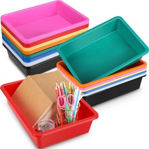 24 Pack Paper Organizer Bins Letter Flat Storage Tray Colorful Plastic Turn in Tray Classroom File Holder Baskets for Classroom, Office, Teacher Book School Supplies and Home, Assorted Colors
