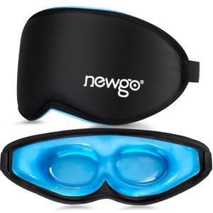 NEWGO 3D Cooling Sleep Mask, Weighted Cooling Gel Eye Mask for Sleeping, Cold Eye Mask, Hot Cold Therapy Blackout Sleep Mask for Puffiness, Dark Circles, Dry Eyes, Headaches and Stress Relief
