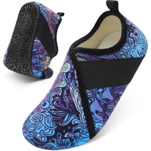 Besroad House Slippers for Women Men Comfy Barefoot Slippers Sock Furry Slip On House Shoes with Soft Rubber Sole for Bedroom Home Travel Yoga (7-7.5 Women/5.5-6 Men, Multi Ocean)