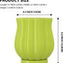 Ceramic Planter, 4.7 4.7 5.4 Inches Plant Pot with Drainage Hole and Saucer, Indoor Outdoor Planter Flower Pots, Green Pot for Plants