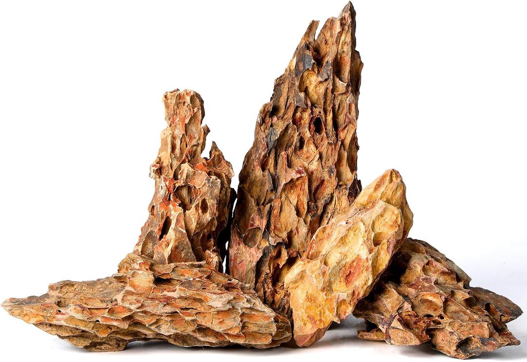 2.2-8.1 Inches Natural Dragon Stone, 5 PCS Mixed Sizes Aquarium Rocks for Aquascaping, Terrariums, Reptile Tanks & Aquarium Dcor
