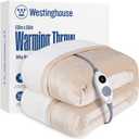 Westinghouse Heated Throw Blanket, Electric Blanket Throw with 6 Heating Levels and 2-10 Hours Time Settings, Flannel to Sherpa Super Cozy Heated Blanket Machine Washable, 50x60 inch, Beige