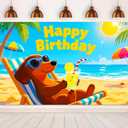 BlissYard Happy Birthday Banner 71x43 inch Dachshund Dog Beach Decration Vacation Party Summer Dog Themed Birthday Banner Celebrations Backdrop Photography Background Photo Booth Prop Wall Decor