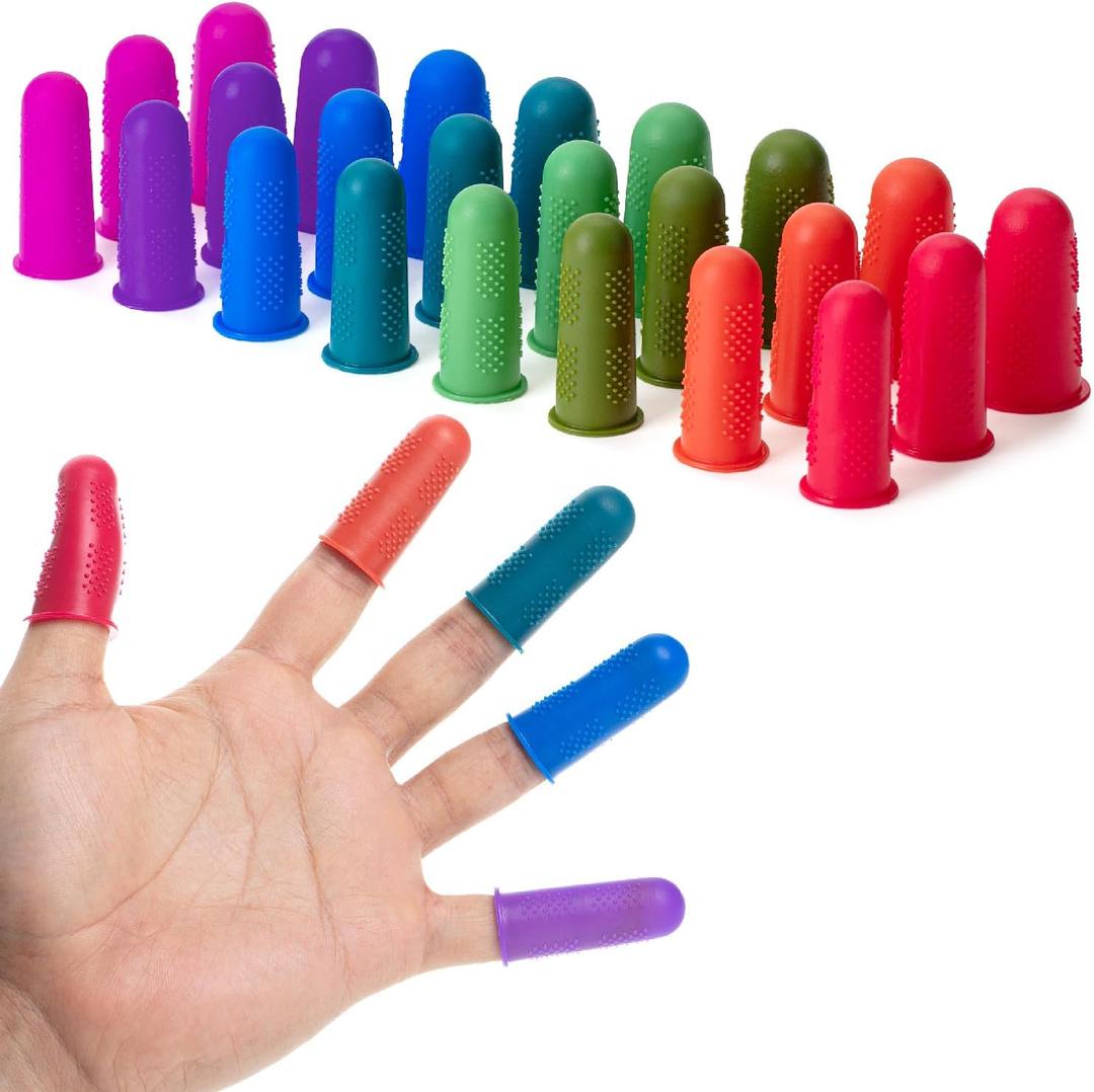 Mr. Pen- Hot Glue Gun Finger Protectors, 24 pcs, Assorted Colors Silicone Finger Protectors, Rubber Fingers Tips, Rubber Finger Covers, Rubber Finger Tips Protector, Finger Grip, Finger Rubber Tips (Deep Bright)