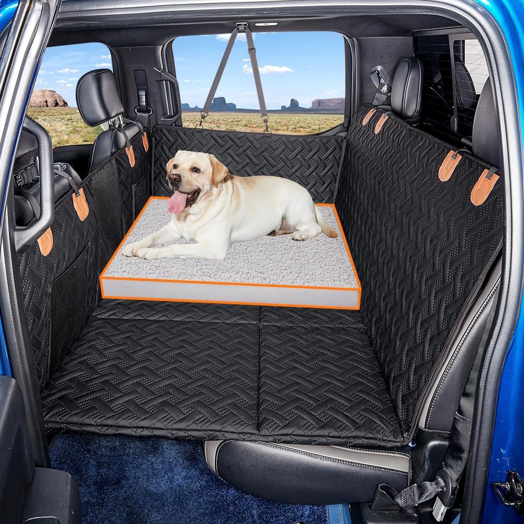 Dog Bed for Truck Back Seat Extender,Waterproof Large Dog Mat for Seat Cover Back Seat,Washable Pet Bed for Car Hammock(Gray, for Full Size Truck)