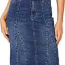 LYANER Women's Denim High Waisted Knee Length Pencil Mermaid Stretch Jean Skirt (Small, Blue)