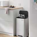 SONGMICS Kitchen Trash Can, 8-Gallon (30 L) Garbage Can with Lid, Stainless Steel, Soft Close and Stays Open, Inner Bucket, Wide Non-Slip Pedal, Metallic Silver ULTB546E01