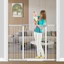 Fairy Baby 40.5" Extra Tall Baby Gate for Stairs, 40.6"-54.7" Extra Wide Dog Pet Gate Indoor Outdoor, Pressure Mounted Walk Thru Swing Metal Safety Child Gate, Cat Puppy Gate for House Doorways, White