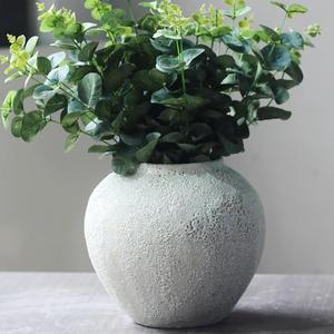 Denique White Ceramic Vase - Textured Vintage Farmhouse Tall Vase for Living Room Centerpiece Decor (A-20cm) (A-7.87inch Height)