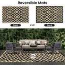 Smiry Outdoor Rug 6x9 ft Waterproof Reversible Boho Mat, Black & Beige