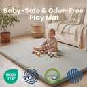 Huloo Sleep Baby Play Mat 74x50 Inches, 1.3" Thick Padded Waterproof Floor Cushion & Playpen Mat with Vegan Leather, Non-Slip & Non-Toxic Nursery Rug for Infants, Toddlers & Kids(Grey)