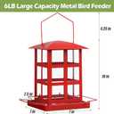 Bird Feeder, Heavy Duty Metal Bird Feeders for Outdoor Hanging, Retro Red House Wild Birdfeeder, Rainproof & Waterproof, 6 LBs Extra Large Capacity