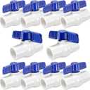 10 Pack 3/4'' PVC Ball Valve Slip, PVC Water Pipe Shut Off Valves 3/4inch with Double Socket Full Flow Port, T Handle SCH40 Plastic Control Valve for Swimming Pool, Irrigation, Sewage Pipes