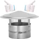 8Inch Chimney Cap,6/7/8/10 Inch Adjustable Stainless Steel Chimney Cap,304 Steel Round Rain Cover with Mesh Screen,Universal Cone Top Roof Cap for Wood/Oil Stove Vent,Weatherproof & Easy Installation (Silver)