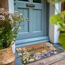 Spring Floral Hummingbird Door Mat, Spring Butterfly Flower Welcome Front Door Mat Indoor Outdoor Entrance, Floral Artificial Coir Doormats Rugs for Porch Entryway Decor 30x17in