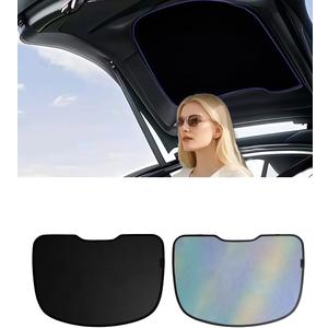 Rear Windshield Sunshade for Tesla Model Y 2019-2024, Rear Liftgate Sun Shade Foldable Sun Visor Heat Insulation Anti-UV Anti-Rear High Beam