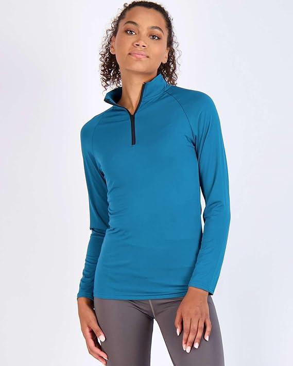 Real Essentials 2 Pack: Women's Dry-Fit Long Sleeve Quarter Zip & Full Zip Up Hoodie Workout Jacket, (Small, Quarter Zip Set 11)