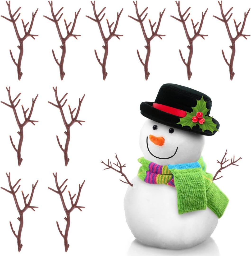 Veemoon 10pcs Artificial Dried Antler Branches for DIY Craft Decor Twig Decorations for Home Table Arrangements Christmas Tree Ornaments