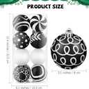 MCEAST 16 Pieces 3.15 Inches Christmas Balls Christmas Tree Pendants Shatterproof Decorative Baubles Balls for Christmas Tree Decoration, Black, White