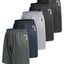 BOOJO 5 Pack Athletic Gym Mens Shorts - Workout Black Quick Dry Basketball Shorts with Pockets for Running Casual Activewear L