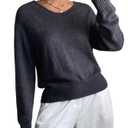 SHENHE Women's Crewneck Sweater Pullover Drop Shoulder Soft Knit Fall Casual Sweater Jumper Dark Grey Medium