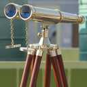 Vintage Solid Brass Floor-Standing Binoculars with Tripod – Nautical Telescope for Adults | Bird Watching, Marine Decor, Hiking, Outdoor