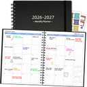 2026-2027 Monthly Planner (7.4'' x 9.6''), 18 Months Calendar Planner from Jan 2026-Jun 2027, Agenda 2026 with Pocket, 120GSM Paper, Black