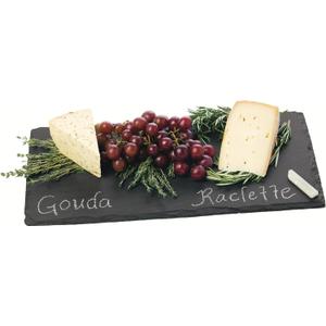 Twine Country Home Black Slate Cheese Board with Handle & Chalk Set - 16" x 8" Stone Plate Board for Tapas, Appetizers & Charcuterie Platters - Gourmet Kitchen Gift Essentials