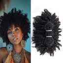 Afro Kinky Curly Human Hair Bundles 4B 4C 1 Bundle 100g Brazilian Remy Human Hair Extensions, Natural Black Curly Hair Weave for Black Women, No Tangle Soft Thick Hair Bundles (Natural black, 10inch)