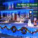 504 LED Christmas Lights with 112 Drops, 50ft 12 Modes Blue Fairy String Lights with Timer Dimmable, Waterproof Twinkle Lights for Indoor Outdoor Holiday Wedding Party Eaves Yard Yard Christmas Decor