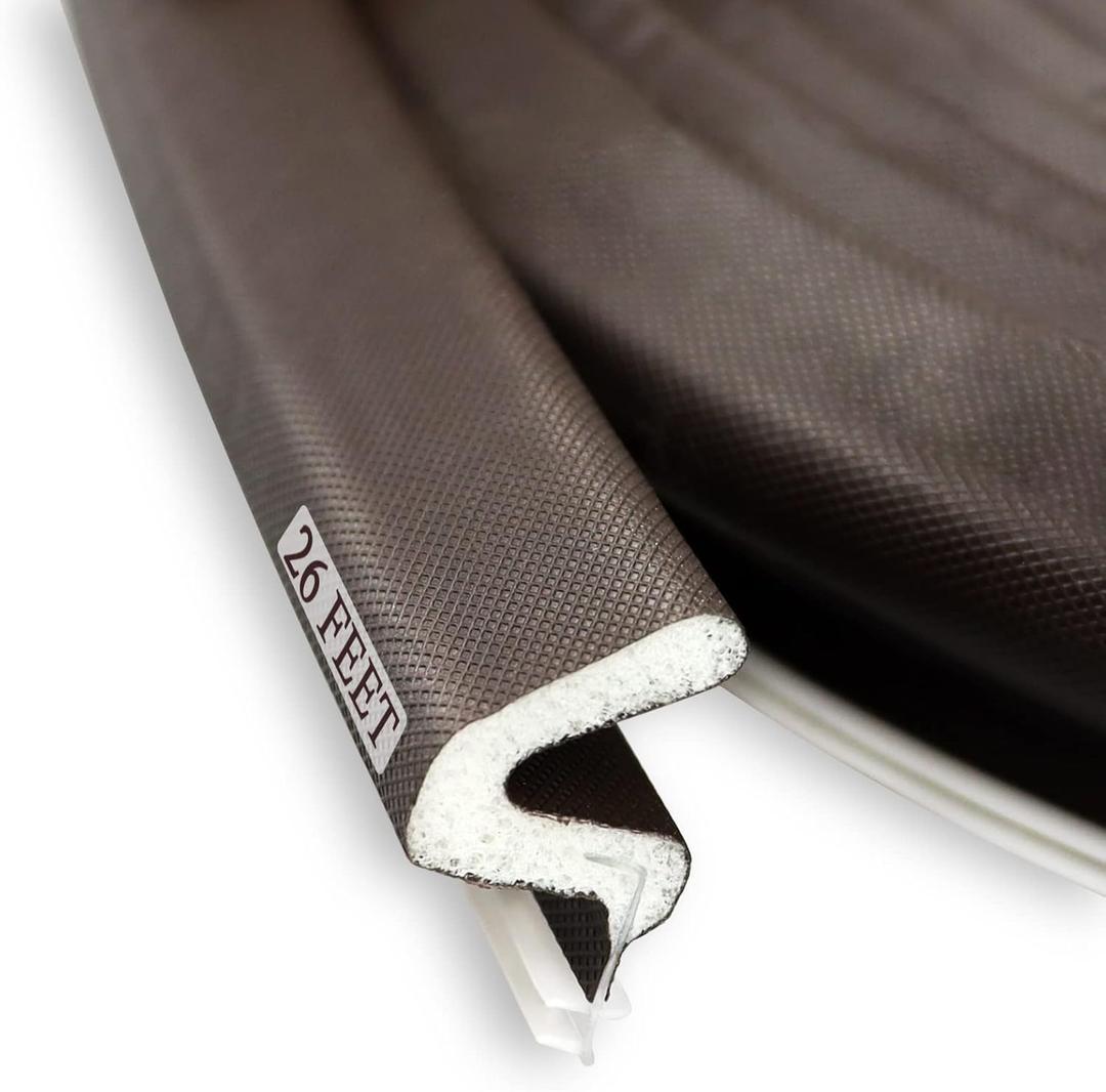 Kerf Weather Stripping Door Seal Strip 26 Ft Q Foam Door Weatherstrip Seal with Slot Card Slot Installation, Easy Cut to Size (Brown), Size: 26 Ft
