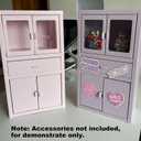 Mini Cabinet for Desk, Cute Small Locker for Girls, Metal Desktop Organizer with Drawer, Mini Cabinet for Miniature Display, Accessories Organizer for Desktop, Pink