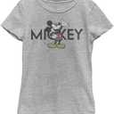 Disney Characters Vintage Mickey Girl's Solid Crew Tee (X-Large, Athletic Heather)