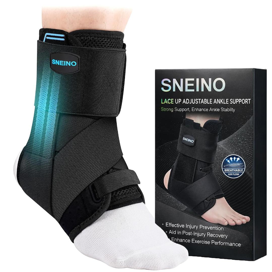 Ankle Brace for Women Men - Ankle Support Brace for Sprained Ankle, Ankle Stabilizer for Achilles, Tendon, Sprain, Injury Recovery, Lace up Ankle wrap for Running, Basketball, Volleyball (Upgrade Ankle Brace, Small)